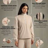On-Trend Relaxed Fit Pullover Featuring Side Graphics and Quarter-Zip highneck Collar