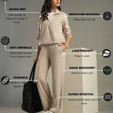 On-Trend Relaxed Fit Pullover set with wide-leg contrast piping bottom for Elevated All-Day Comfort.