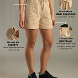 Women Shorts With Stylish Zipper Pocket At Both Sides