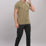 Men's Super Stylish Organic Cotton T Shirt With Printed Chest Pocket - Domin8 (Moss Green)