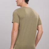 Men's Super Stylish Organic Cotton T Shirt With Printed Chest Pocket - Domin8 (Moss Green)