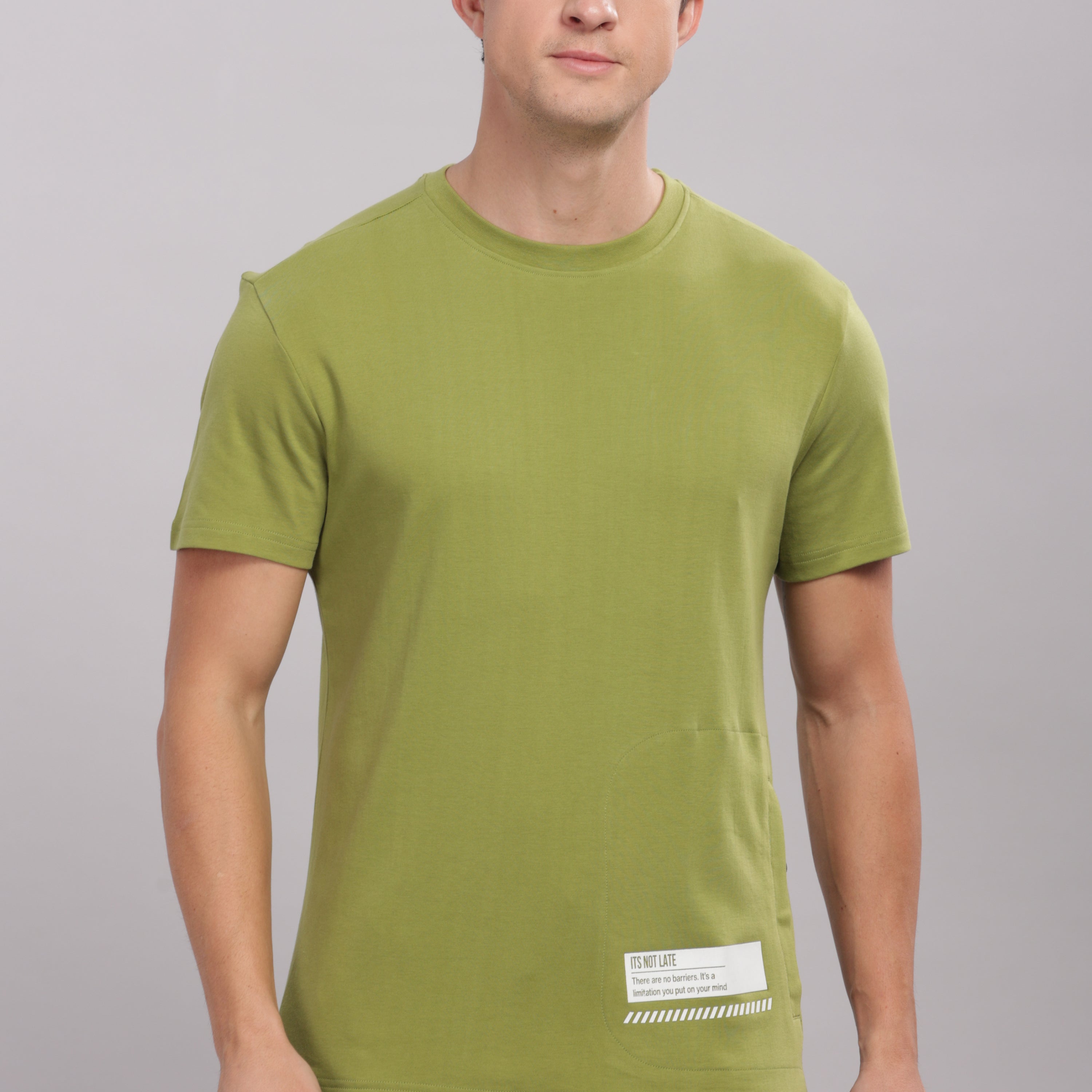 Men's Round neck Pure Cotton gentle T-Shirt-Domin8 (Olive)