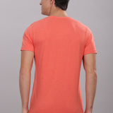 Men's Super Stylish Organic Cotton T Shirt With Printed Chest Pocket - Domin8 (Orange)