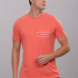 Men's Super Stylish Organic Cotton T Shirt With Printed Chest Pocket - Domin8 (Orange)