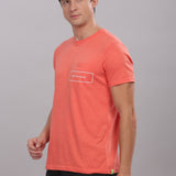 Men's Super Stylish Organic Cotton T Shirt With Printed Chest Pocket - Domin8 (Orange)