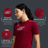 Women's  Round Neck T Shirt With Reflective Print