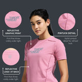 Women's  Round Neck T Shirt With Reflective Print