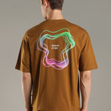Oversized Crew-neck Tee With Simple Front and Back Large Abstract Back Print