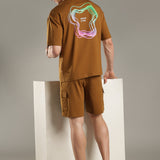 Men Cargo Shorts With Elasticated Waist Band And Adjustable Drawstring