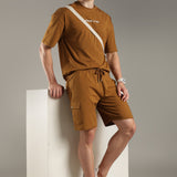 Men Cargo Shorts With Elasticated Waist Band And Adjustable Drawstring