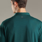 Dropped Shoulder Half-Zip Polo T Shirt with minimal graphic print