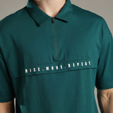 Dropped Shoulder Half-Zip Polo T shirt with shorts