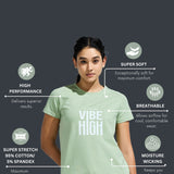 Women’s Raglan Sleeve Graphic Long Top with Curve Hem