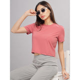 Women’s super stretchy ultra soft sweat wicking Nylon crop top-Domin8 (Peach)