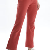 Women's Cotton Slim Flared Stretchy And Comfort Fit Slit Pant