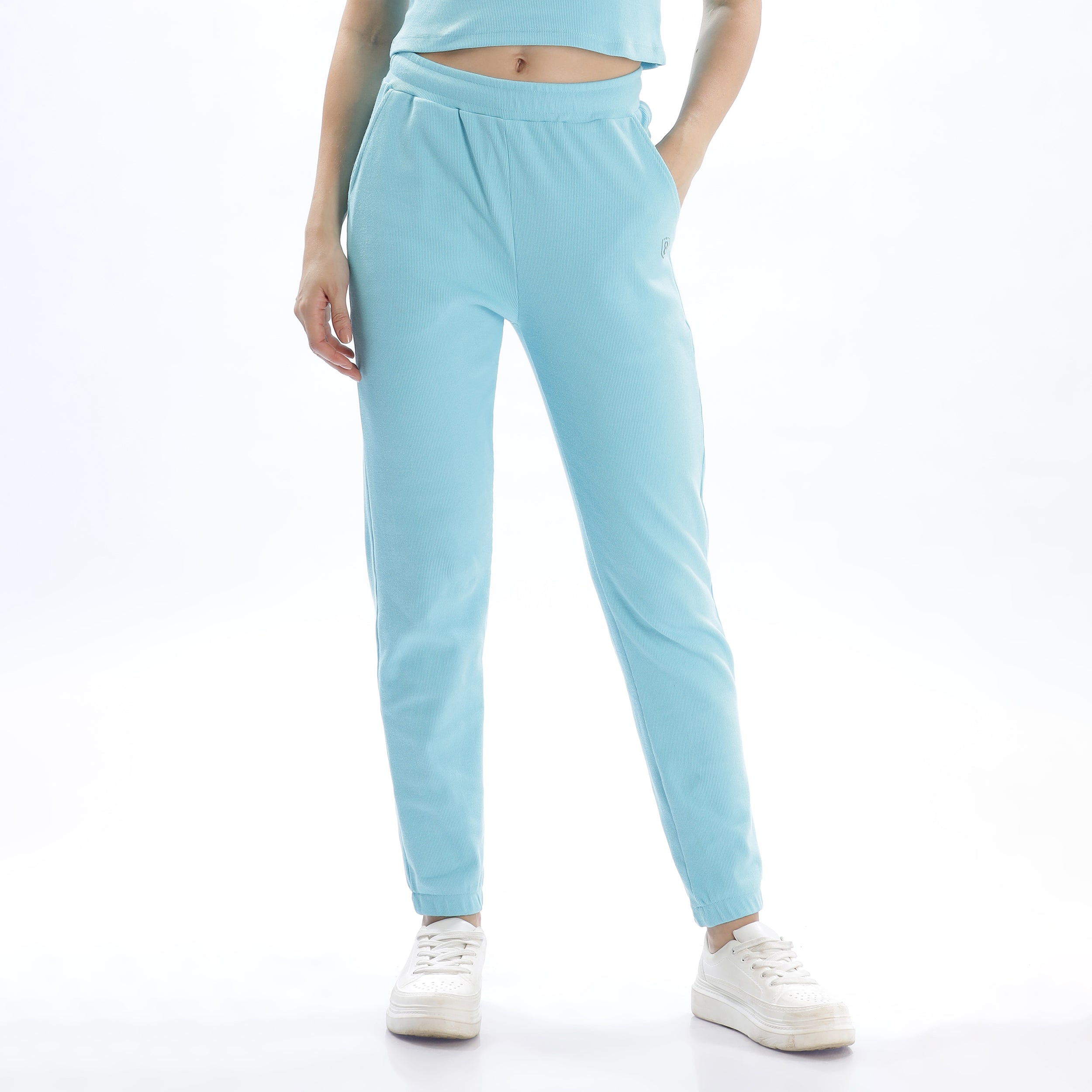 Women's Cotton Crop Top and Draw String Side Pocket Jogger