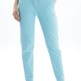 Women's Cotton Crop Top and Draw String Side Pocket Jogger (Light Blue)