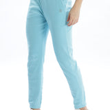 Women's Cotton Crop Top and Draw String Side Pocket Jogger (Light Blue)