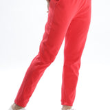 Womens Cotton Crop Top and Draw String Side Pocket Jogger ( Brick Red)