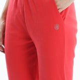 Womens Cotton Crop Top and Draw String Side Pocket Jogger ( Brick Red)