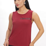 Women's Scoop Neck Tank Top with Chest Print