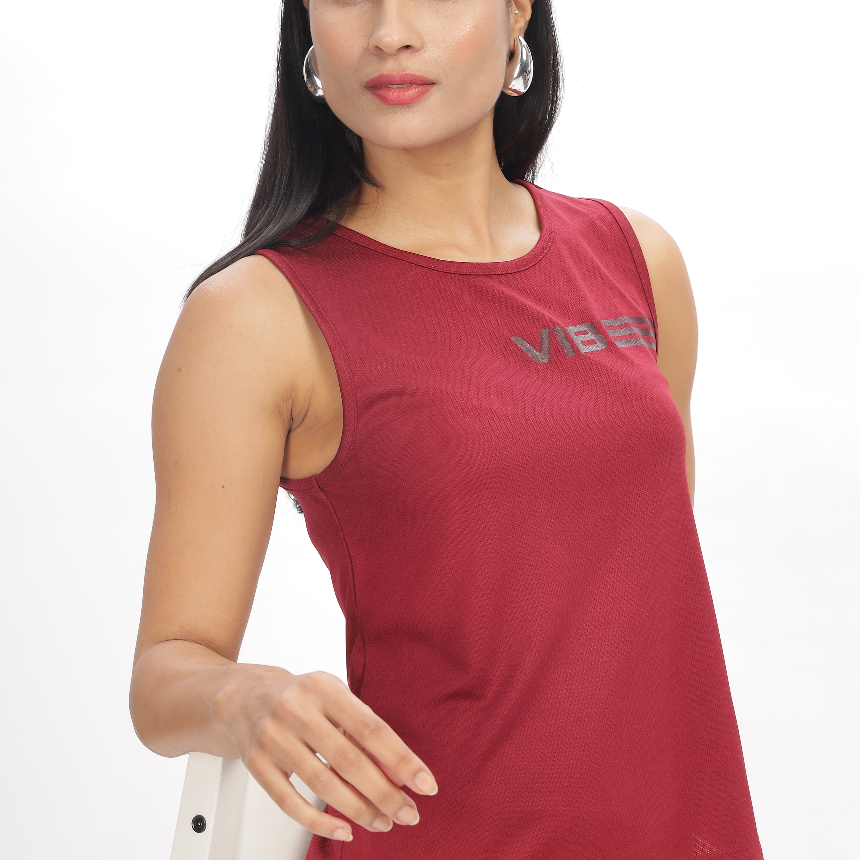 Women's Scoop Neck Tank Top with Chest Print