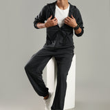 Men’s Raglan Hoodie & Jogger Set with Zipper Pockets & Flap Detail