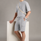 Men Cargo Shorts With Elasticated Waist Band And Adjustable Drawstring