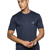 Men Regular Fit Round Neck Half sleeve T shirt (Blue)