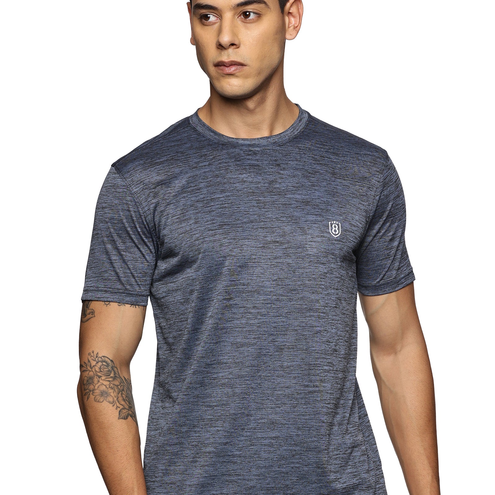 Men Regular Fit Round Neck Half sleeve T shirt (Light Grey)