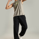 Men's Sleeveless Hoodie with Kangaroo Pocket & Neon Drawstring