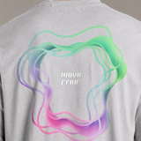 Oversized Crew-neck Tee With Simple Front and Back Large Abstract Back Print