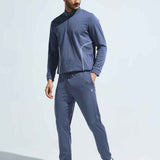 Men's High Neck Breathable Sports Tracksuit with Contrast Piping & Pockets
