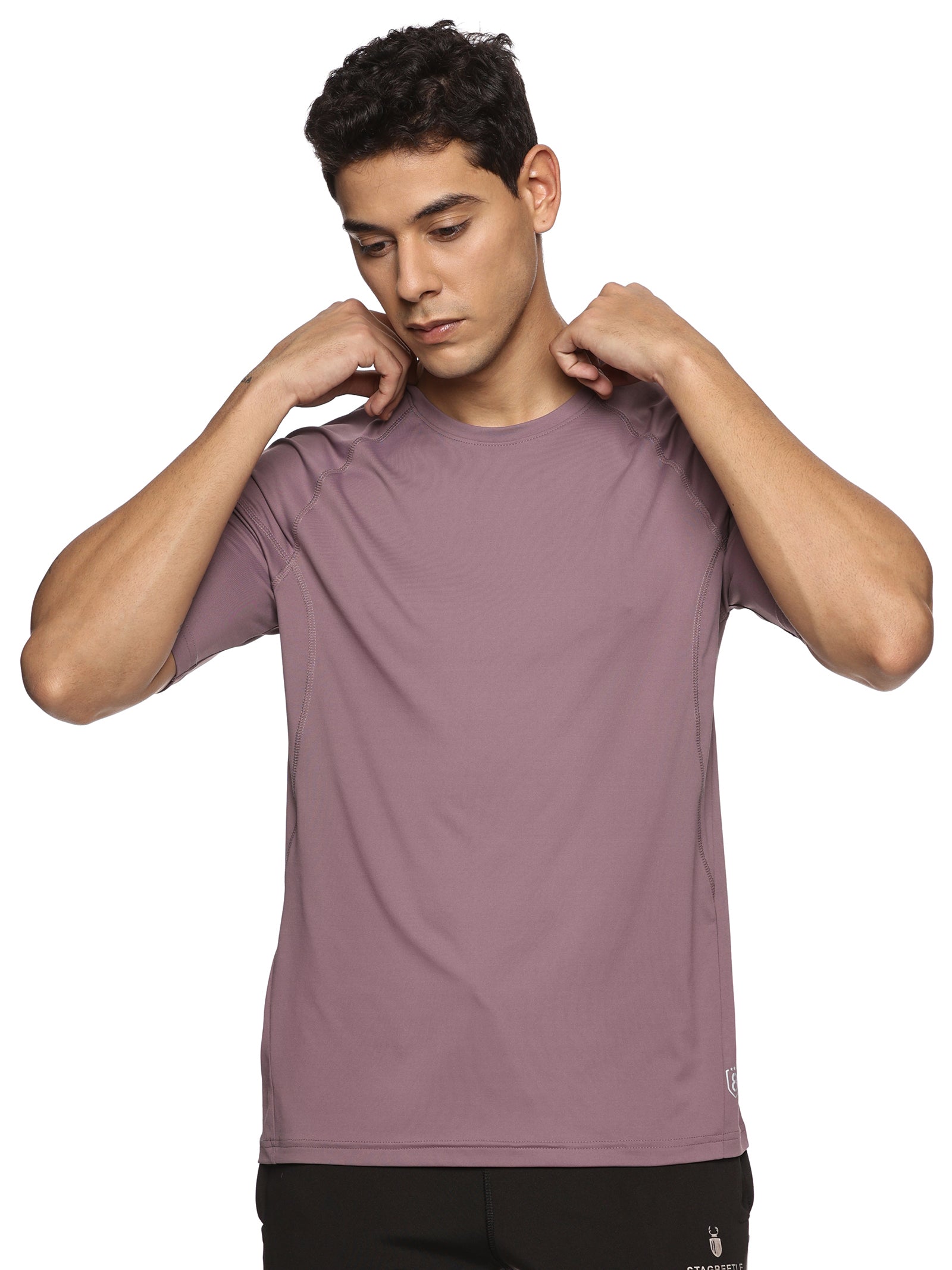 men sports outdoor t-shirt with short raglan sleeves