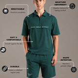 Dropped Shoulder Half-Zip Polo T shirt with shorts