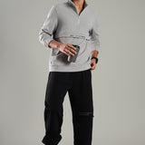 Men’s Half Reverse Zip Jacket with Printed Flap & Zipper Pocket