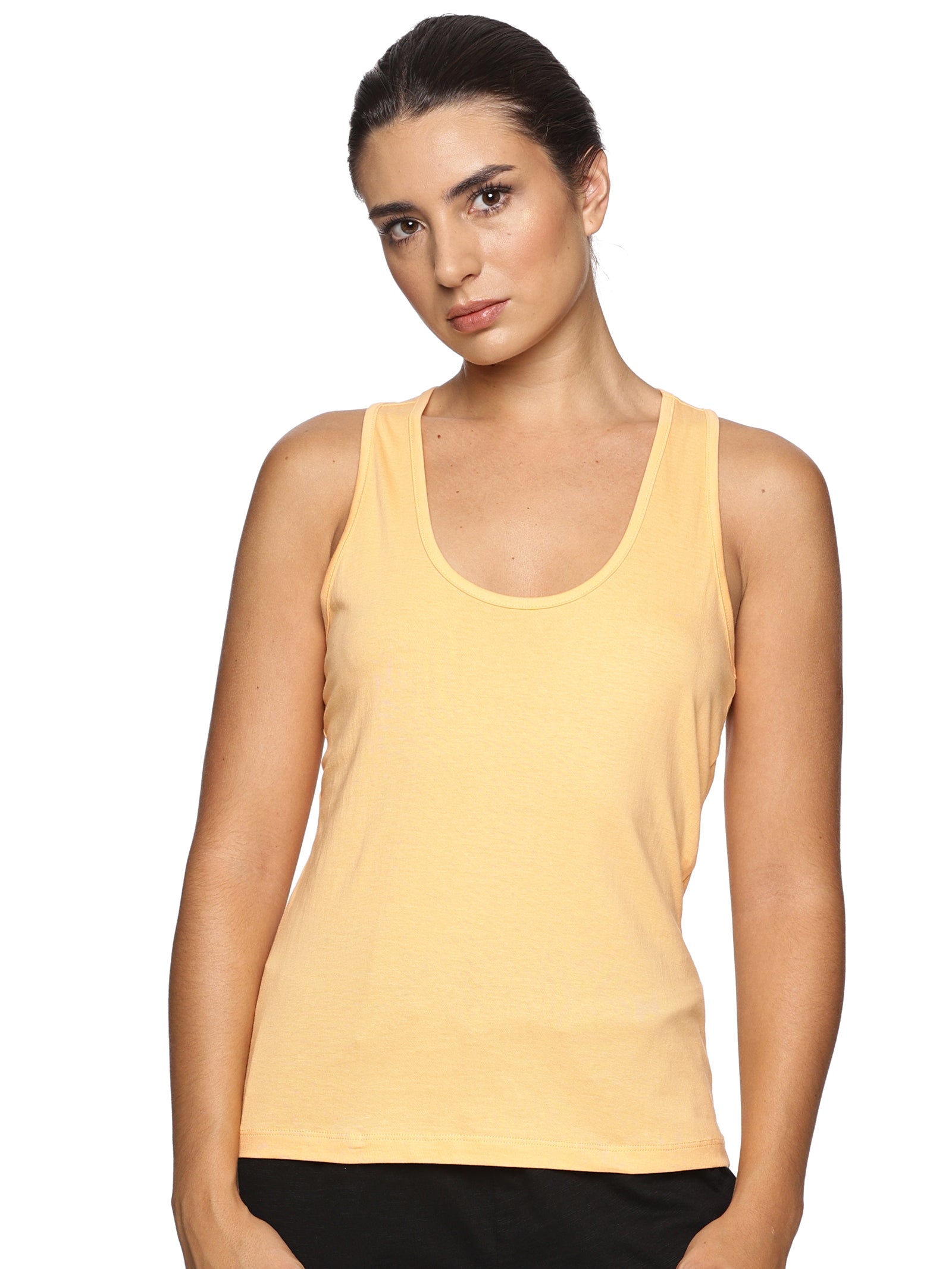 Women Sleeveless Razer Back Running Tank top (Yellow)