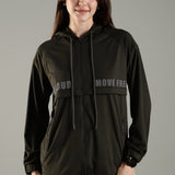 Women's Raglan Sleeve Hoodie with High V-Neck Collar & Zipper Opening