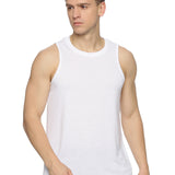 DOMIN8 Men Poly Viscose Slim Fit Breathable White Sports Sleeveless Tank Top