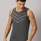 Men Slim Fit Sleeveless Tank Top with Arrow Print at Chest
