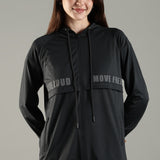 Women's Raglan Sleeve Hoodie with High V-Neck Collar & Zipper Opening