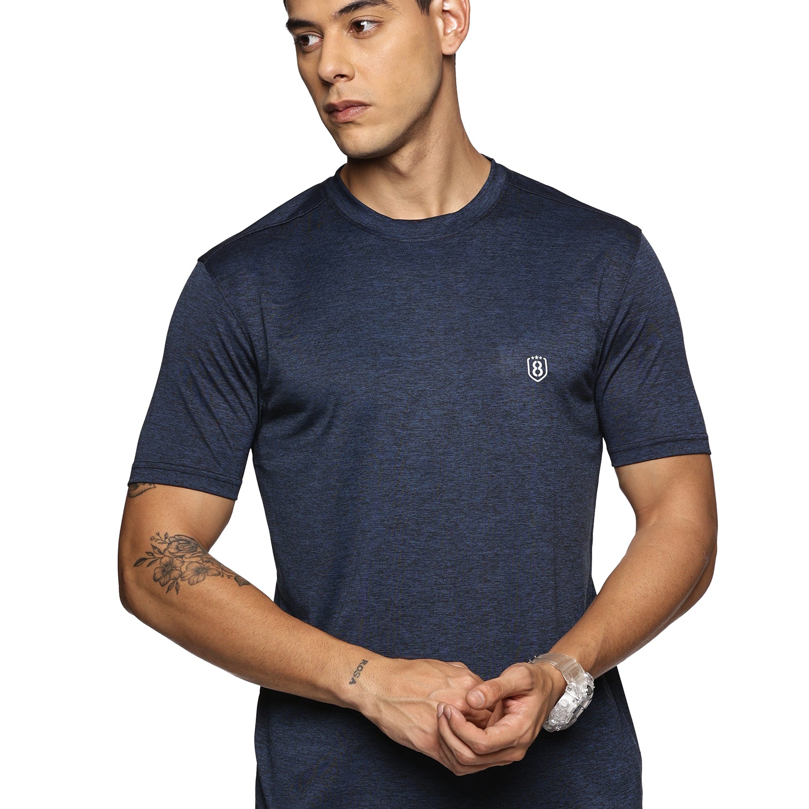 Men Regular Fit Round Neck Half sleeve T shirt (Light Grey)