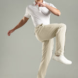 Men's Pintuck Pants with Double Button & Zipper Closure