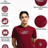 Women's  Round Neck T Shirt With Reflective Print