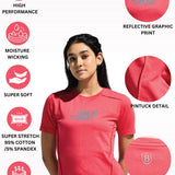 Women's  Round Neck T Shirt With Reflective Print