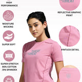 Women's  Round Neck T Shirt With Reflective Print