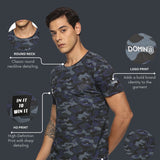 Men Cotton Regular Fit Round Neck Camouflage Black Sports T-Shirt
