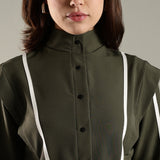 Women's Snap Button Crop Jacket with Elastic Drawstring