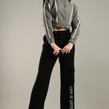 Women's Snap Button Crop Jacket with Elastic Drawstring