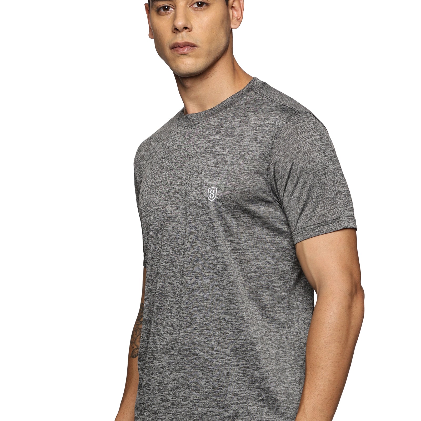 Men Regular Fit Round Neck Half sleeve T shirt (Light Grey)